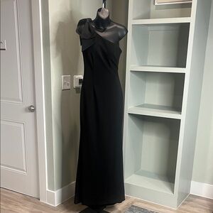 Eliza J Black One-Shoulder Gown